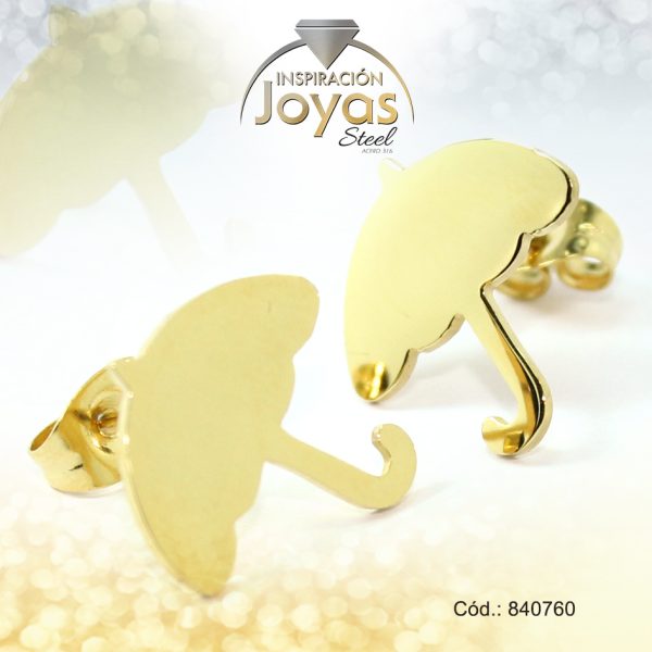 Zarcillo de Acero Variado Dorado Paraguas - 840760
