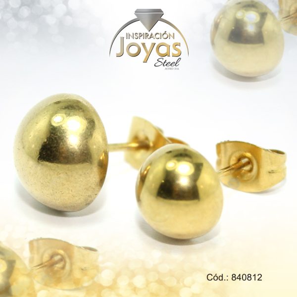Zarcillo de Acero Media Esfera Dorado - 840812
