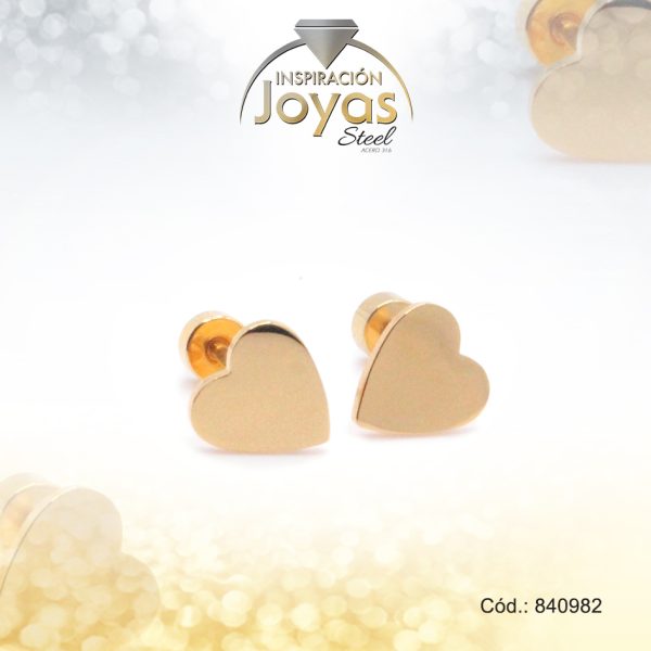 Zarcillo de Acero - Bebé - Dorado - Corazón - 840982