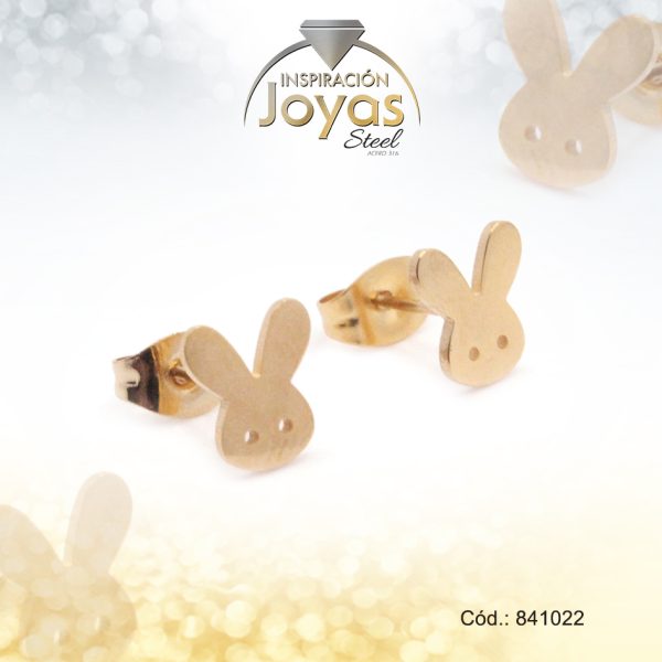 Zarcillo de Acero Variado Dorado Conejo - 841022