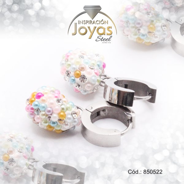 Argolla de Acero Colgante Micro Circón Plateado Corazón  - 850522