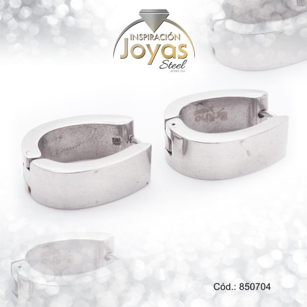 Argolla de Acero Forma Geométrica Plateado Óvalo - 850704