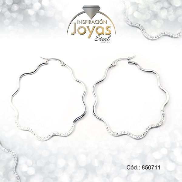 Argolla de Acero Micro Circón Plateado Trébol - 850711