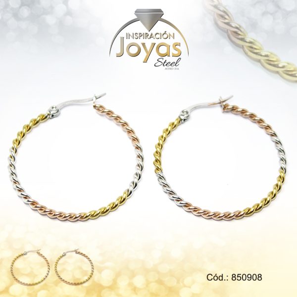 Argolla de Acero Variado 3 Tonos Círculo  - 850908