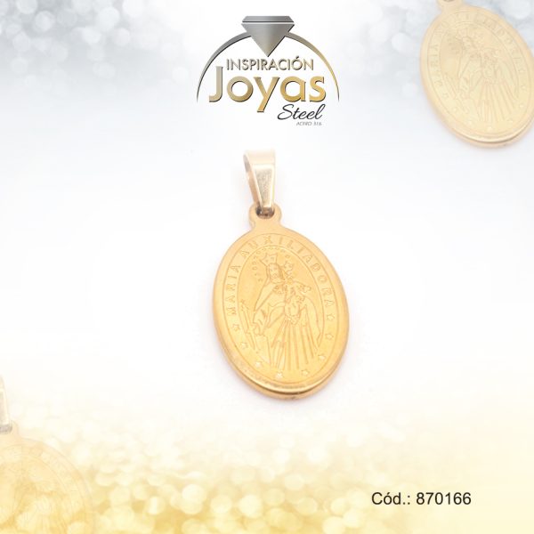 Dije de Acero Religioso  Dorado Virgen Maria Auxiliadora - 870166