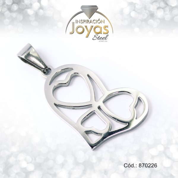 Dije de Acero Variado  Plateado Corazón - 870226