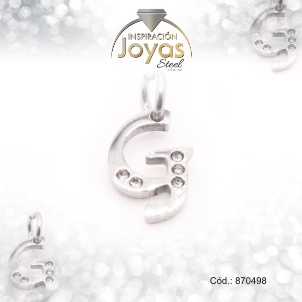 Dije de Acero Letra Circón Plateado G - 870498