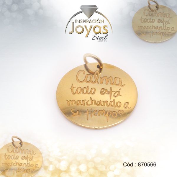 Dije de Acero Variado Motivacional Dorado Círculo - 870566