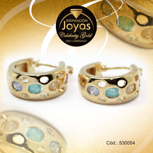 Argolla Celebrity Gold Tono Dorado Aleación Piedra Trancadero: Pasador V D: 1,5 cm A: 0,8 cm  Óvalo Multi Color - 530054