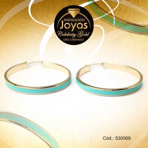 Argolla Celebrity Gold Tono Dorado Aleación Esmalte Trancadero: Pasador V D: 1,5 cm A: 0,1 cm  Línea Central Azul - 530069