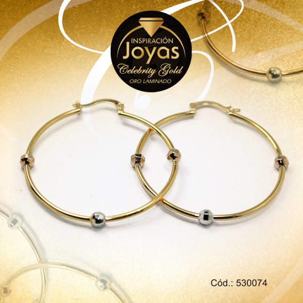 Argolla Celebrity Gold Tono 3 Tonos Colgante  Trancadero: Pasador V D: 4,6 cm A: 0,1 cm  Esfera- 530074
