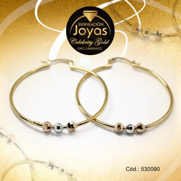 Argolla Celebrity Gold Tono 3 Tonos Colgante  Trancadero: Insercion D: 3,3 cm A: 0,4 cm  Esfera - 530090