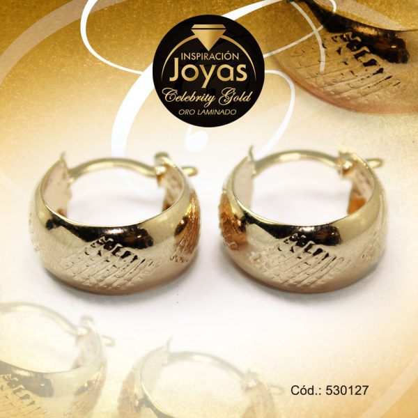 Argolla Celebrity Gold Tono Dorado Variado  Trancadero: Pasador V D: 1,2 cm A: 0,7 cm  Borde Ancho - 530127