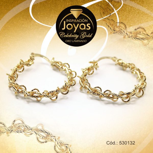 Argolla Celebrity Gold Tono Dorado Forma  Trancadero: Pasador V D: 3,3 cm A: 0,4 cm  Entorchada - 530132