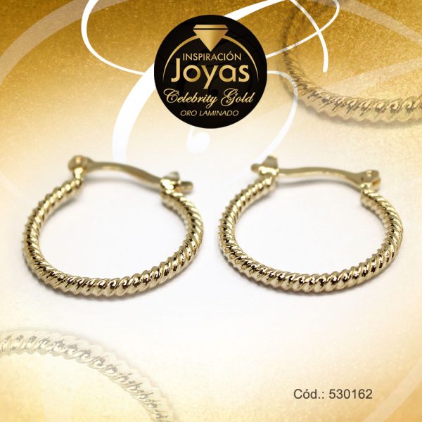 Argolla Celebrity Gold Tono Dorado Forma  Trancadero: Pasador V D: 1,5 cm A: 1,6 cm  Entorchada - 530162