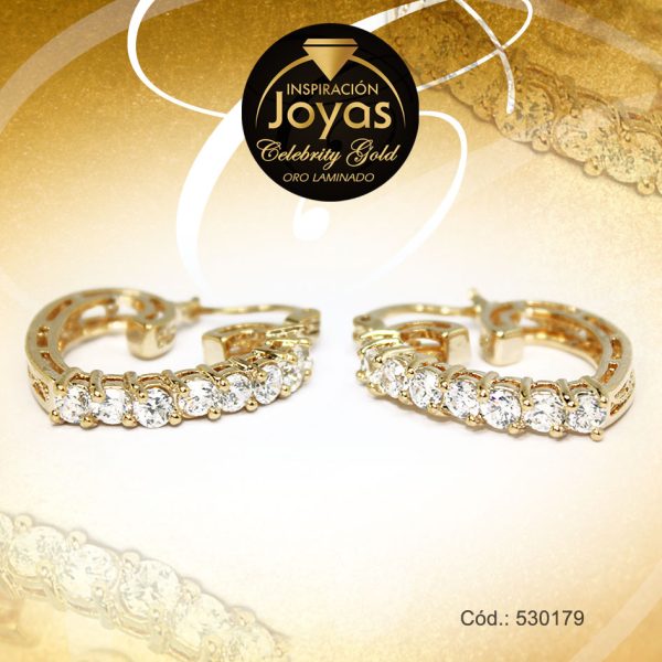 Argolla Celebrity Gold Tono Dorado Aleación Circón Trancadero: Pasador V D: 2,8 cm A: 1,9 cm  Corazón - 530179