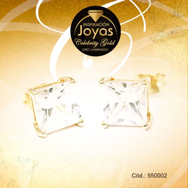 Zarcillo Celebrity Gold Tono Dorado Aleación Circón Trancadero: Mariposa   A: 0,9 cm L: 0,9 cm Cuadrado - 550002