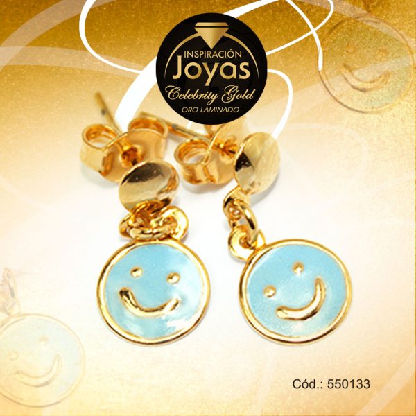 Zarcillo Celebrity Gold Tono Dorado Colgante  Trancadero: Mariposa   A: 0,7 cm L: 1,5 cm Carita Azul - 550133