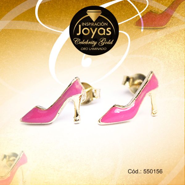Zarcillo Celebrity Gold Tono Dorado Aleación Esmalte Trancadero: Mariposa   A: 1,2 cm L: 1,2 cm Tacón Rosado - 550156