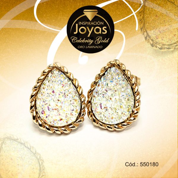 Zarcillo Celebrity Gold Tono Dorado Aleación Piedra Trancadero: Mariposa   A: 1,7 cm L: 1,7 cm Óvalo Blanco - 550180
