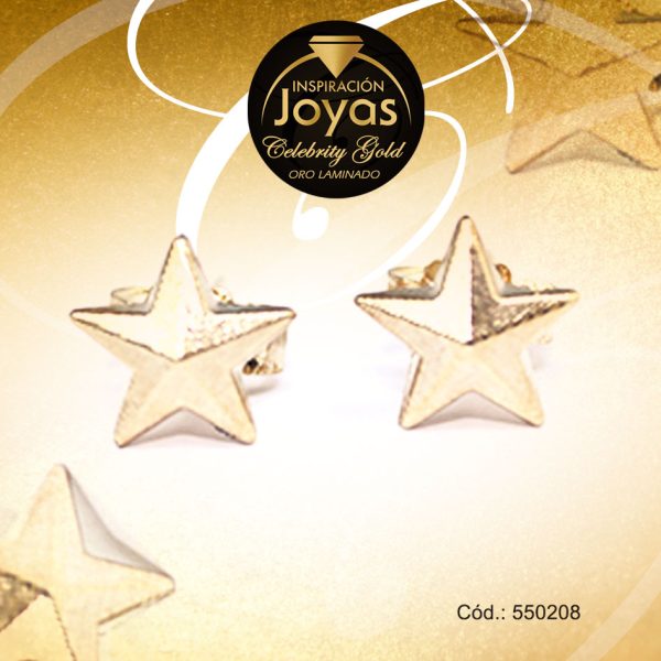 Zarcillo Celebrity Gold Tono Dorado Variado  Trancadero: Mariposa   A: 0,9 cm L: 0,6 cm Estrella - 550208