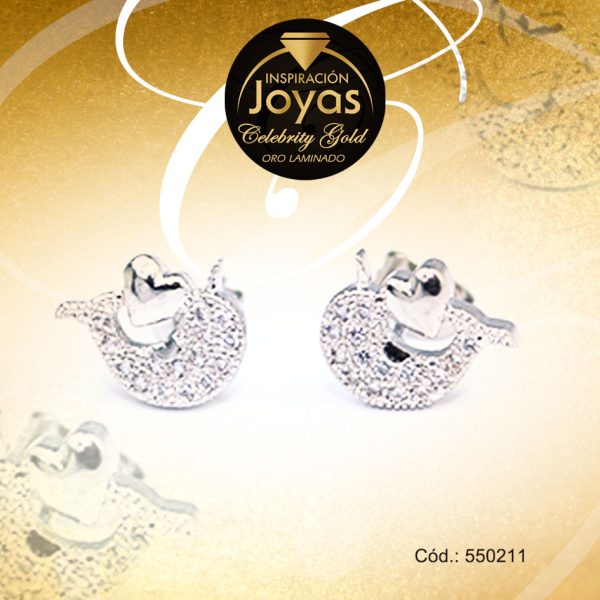 Zarcillo Celebrity Gold Tono Plateado Variado  Trancadero: Mariposa   A: 1 cm L: 0,2 cm Delfín con Corazón - 550211