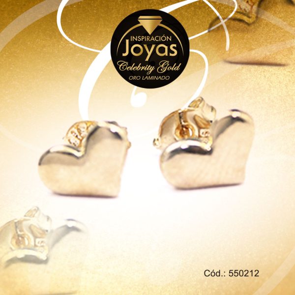 Zarcillo Celebrity Gold Tono Dorado Variado  Trancadero: Mariposa   A: 0,7 cm L: 0,2 cm Corazón - 550212
