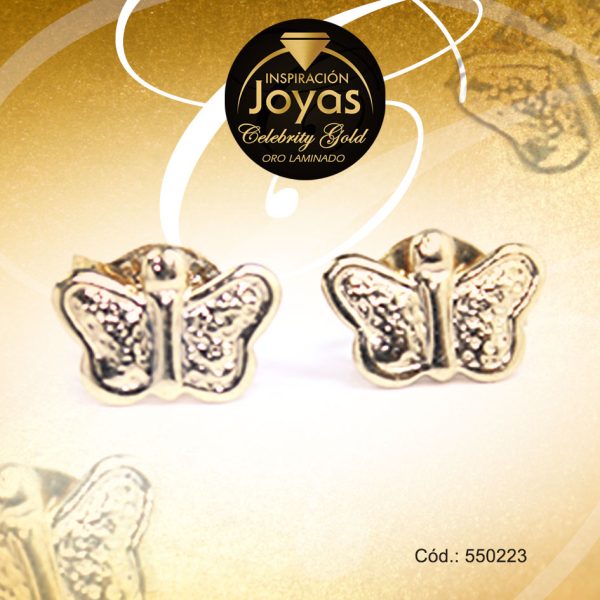 Zarcillo Celebrity Gold Tono Dorado Variado  Trancadero: Mariposa   A: 0,6 cm L: 0,6 cm Mariposa - 550223