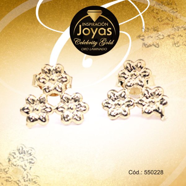 Zarcillo Celebrity Gold Tono Dorado Variado  Trancadero: Mariposa   A: 0,9 cm L: 0,9 cm Flor - 550228