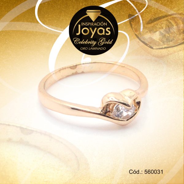 Anillo Celebrity Gold Solitario Circón Dorado Círculo T: 8 - 560031