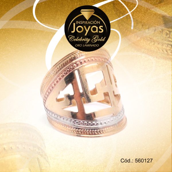 Anillo Celebrity Gold Variado 3 Tonos Geométrico T: 5,5 - 560127