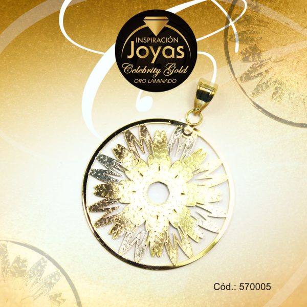 Dije Celebrity Gold Tono 3 Tonos Variado  Trancadero: 0   A: 4 cm L: 5,5 cm Flor Filigrama  - 570005