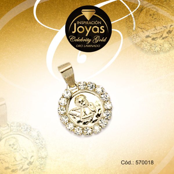 Dije Celebrity Gold Tono Dorado Religioso Micro Circón Trancadero: 0   A: 1 cm L: 1,5 cm Ángel  - 570018
