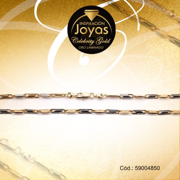 Cadena Celebrity Gold Dama 2 Tonos Tejido Forzado Largo con Barras  - 59004850
