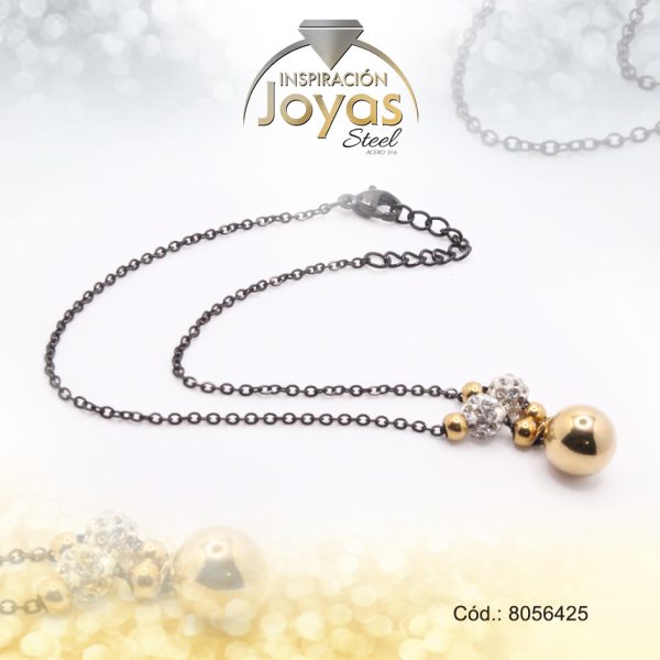 Tobillera de Acero Colgante 2 Tonos Esfera  Medida 25 cm - 8056425
