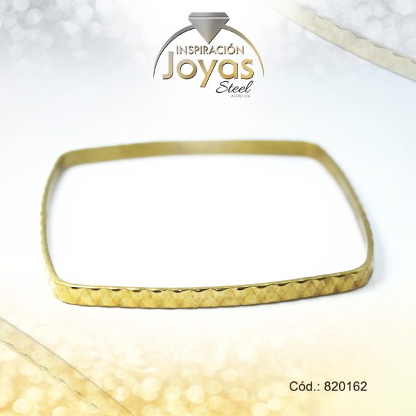 Pulsera de Acero Brazalete Dorado Cuadrado  - 820162