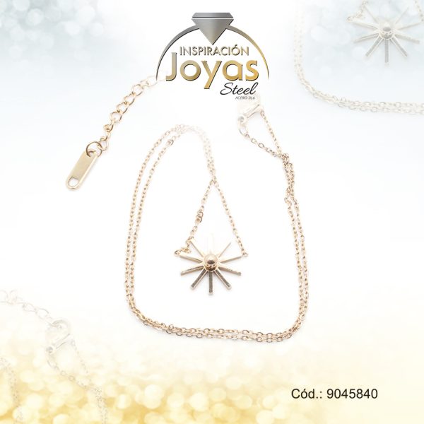 Cadena de Acero Dorado Con Dije Sol  Medida 40 cm - 9045840