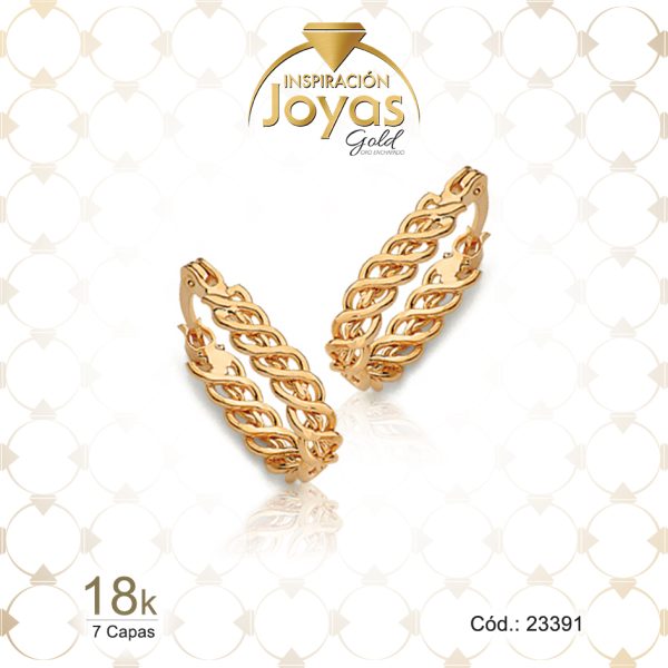 Argolla de Oro Enchapado Dorado Forma  U  Diámetro: 1,6 Ancho: 0,3 - 23391