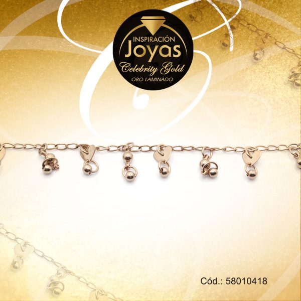 Pulsera Celebrity Gold Variado Colgante Dorado Esfera  - 58010418