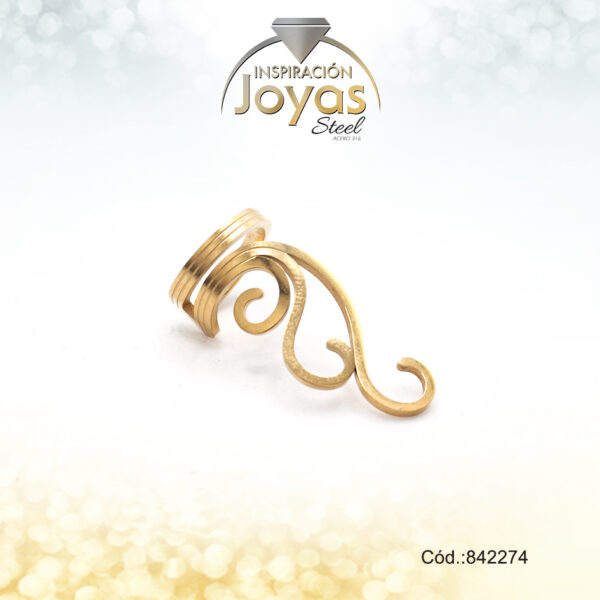 Earcuff Acero Dorado Con Triple Espiral Liso - 842274