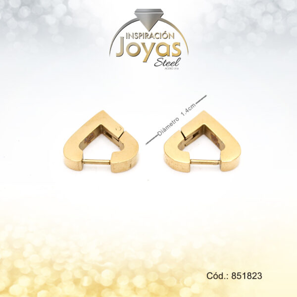 Argolla Acero Dorado Con Forma De Triangulo Liso Trancadero De Incersion - 851823