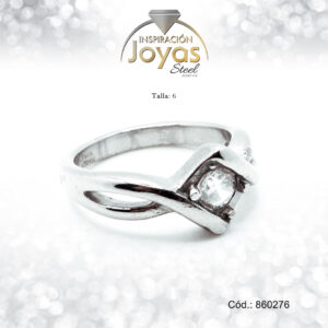 Anillo - Acero - Plateado - Solitario En Forma De Rombo - Circon Blanco -  T: 6 - 86027660