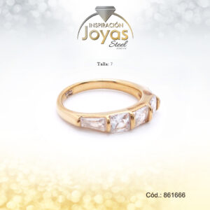Anillo Acero Cintillo Circon Dorado Blanco Talla:  7 - 86166670