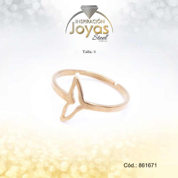 Anillo Acero Cola De Sirena Liso/Ajustable Dorado  Talla:  8 - 86167180