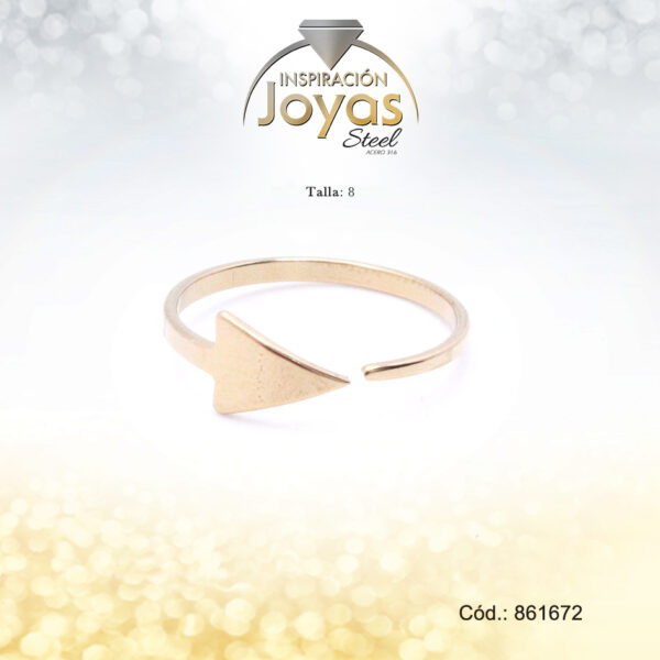 Anillo Acero Flecha Liso/Ajustable Dorado  Talla:  8 - 86167280