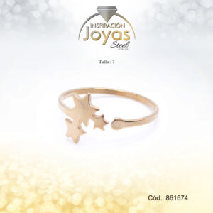 Anillo Acero Estrella Liso/Ajustable Dorado  Talla:  7 - 86167470