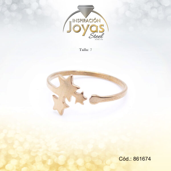 Anillo Acero Estrella Liso/Ajustable Dorado  Talla:  7 - 86167470