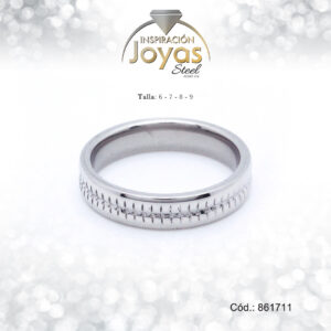 Anillo - Acero - Forma De Aro De Matrimonio - Plateado - Repuje  T: 8 - 86171180