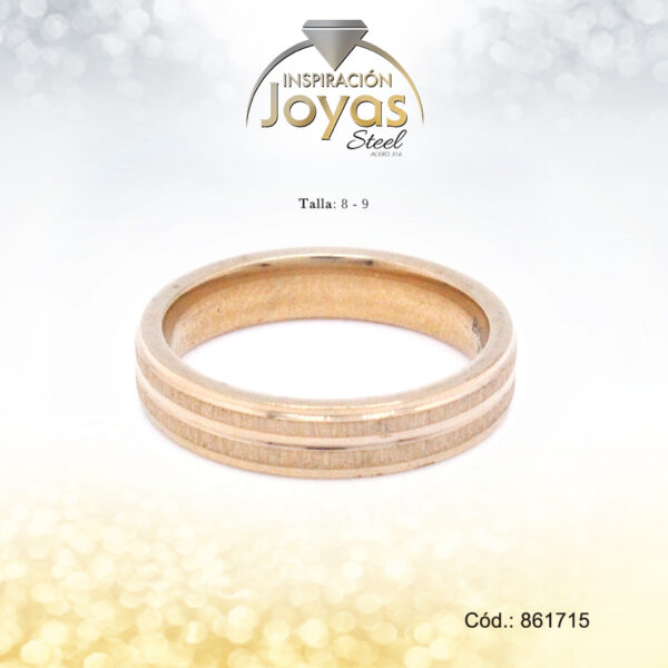 Anillo - Acero - Forma De Aro De Matrimonio - Dorado - Repuje  T: 8 - 86171580