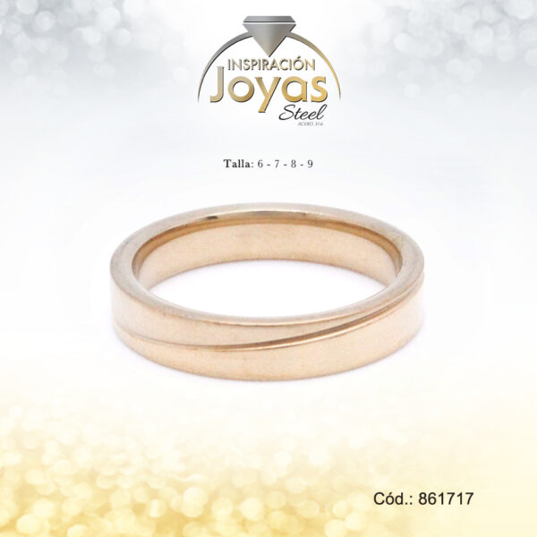 Anillo - Acero - Forma De Aro De Matrimonio - Dorado - Repuje  T: 8 - 86171780